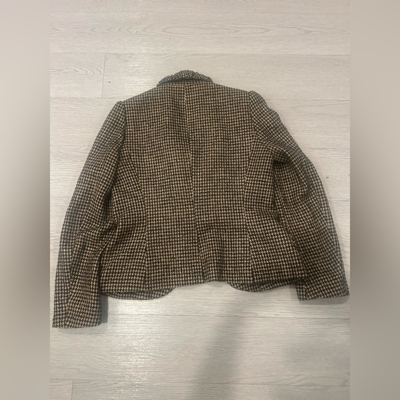 Anne Fontaine Blazer Houndstooth Ruffle Puffed Sleeve Wool Blend Size 40 US M - Picture 4 of 5